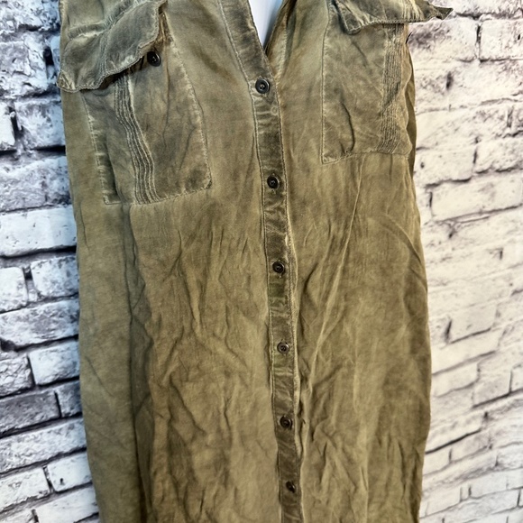 Umgee Dark Tan Rustic Sleeveless Button Up Tank Size M - Picture 7 of 8